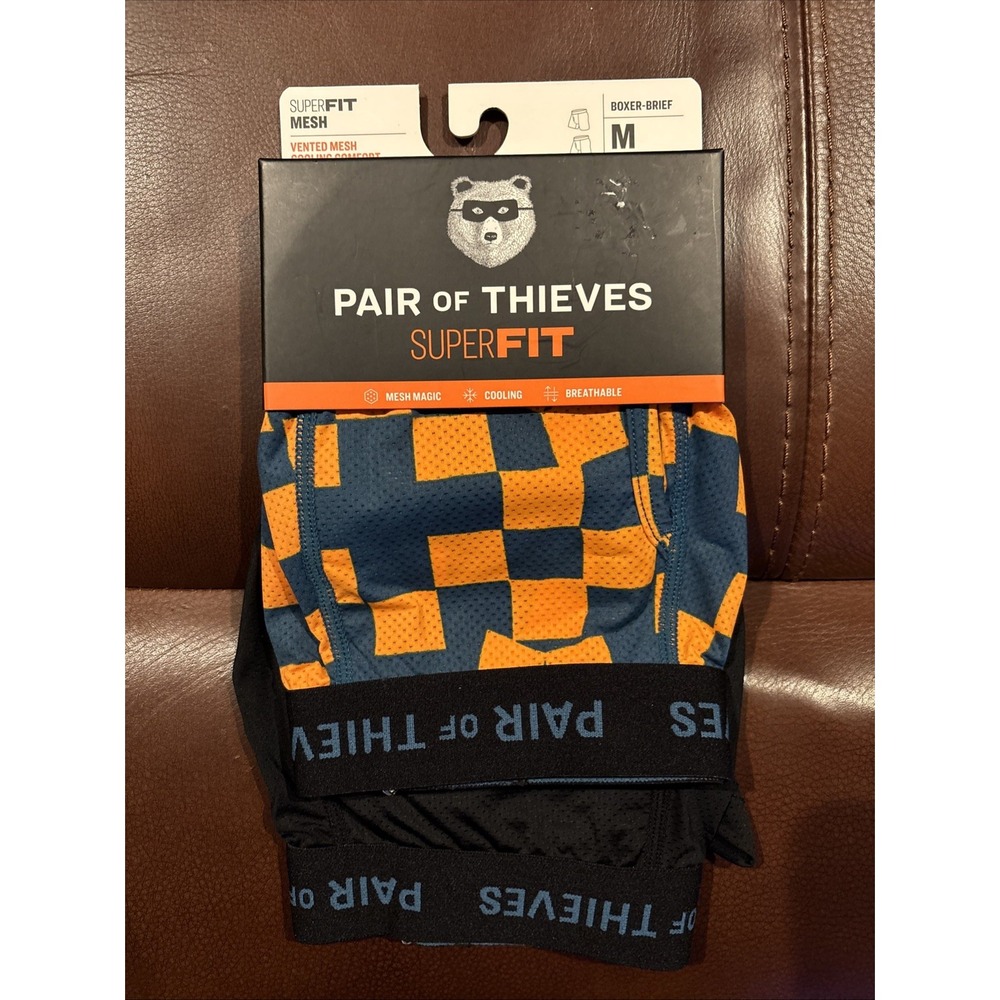 Pair of Thieves SuperFit Boxer Briefs 2-Pack Men Sz M Orange Blue Mesh Underwear